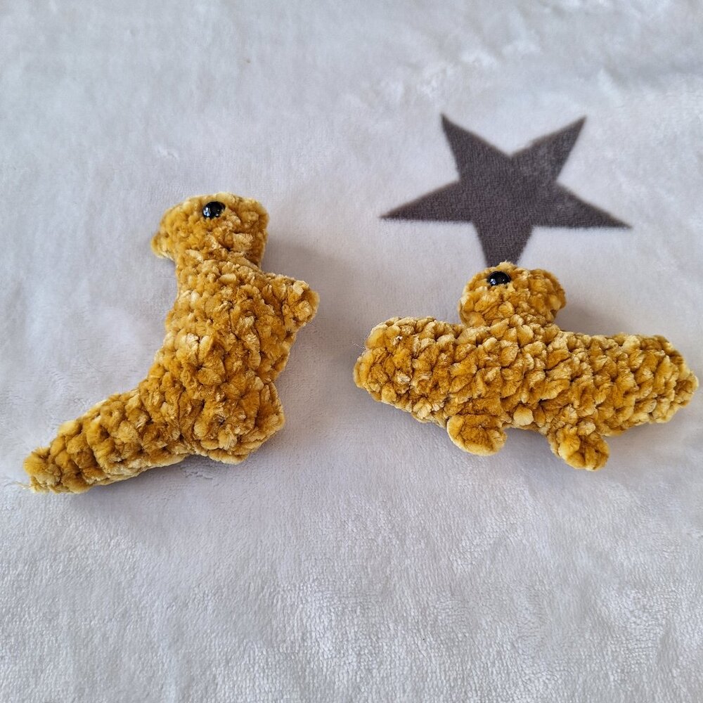 Crochet Dinosaur Chicken Nuggets Set‎ of 2 4 Inch Playful Food Plush Toy
